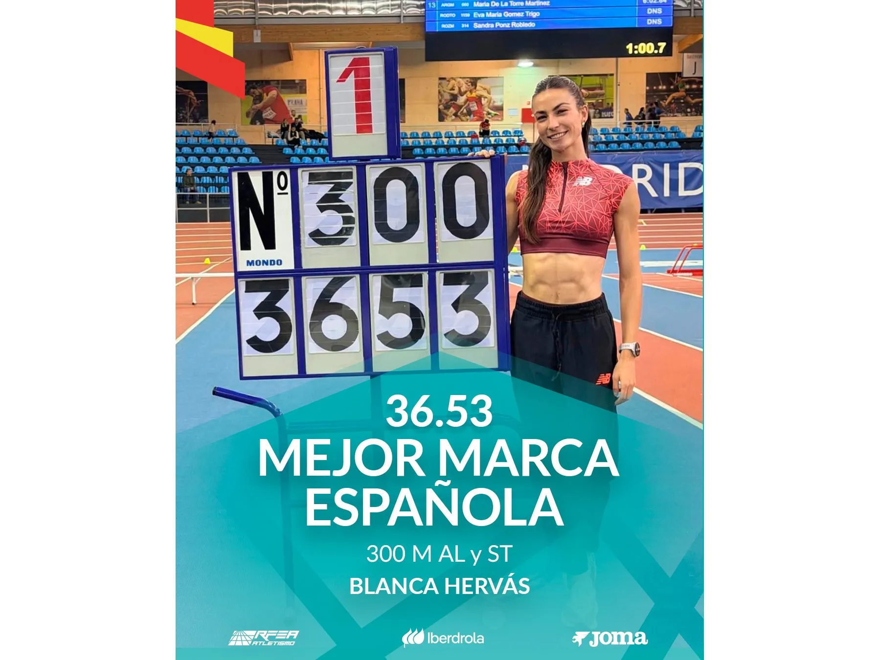 Récord de España Absoluto de 300m en pista cubierta